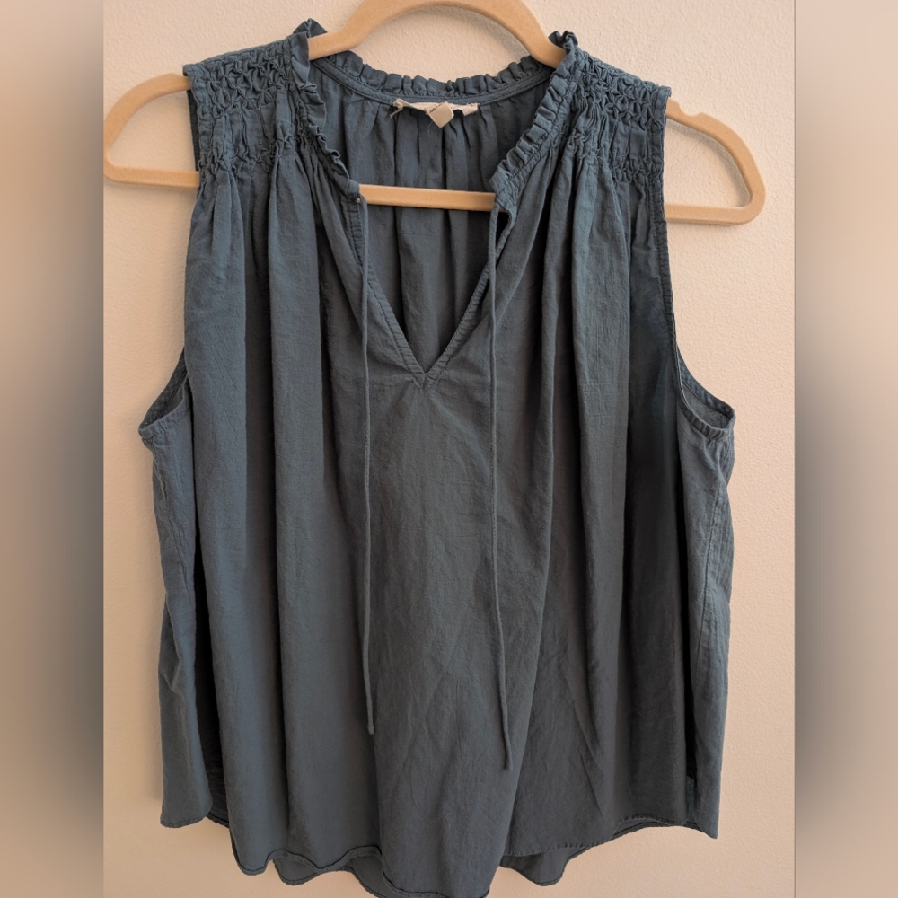 Grade & Gather Cotton Sleeveless Blouse – Size Large